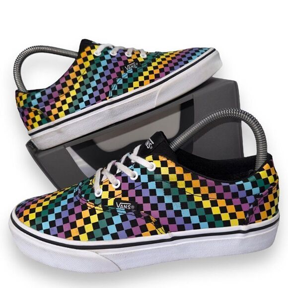 Vans TD Doheny V Rainbow Mini Check Skate Shoes Youth 5 Women's 6.5 - Picture 1 of 11